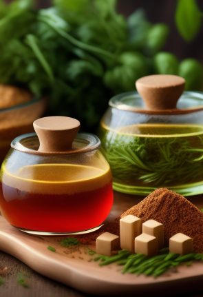 variety-spices-are-cutting-board-with-green-vegetable-background